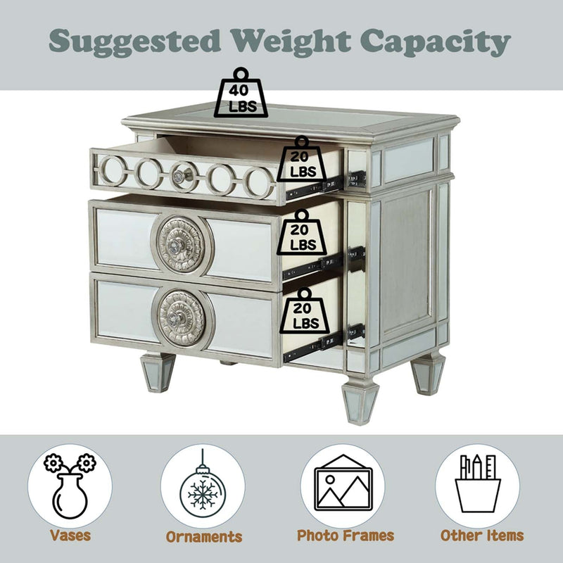 Varian Nightstand, Mirrored Acme