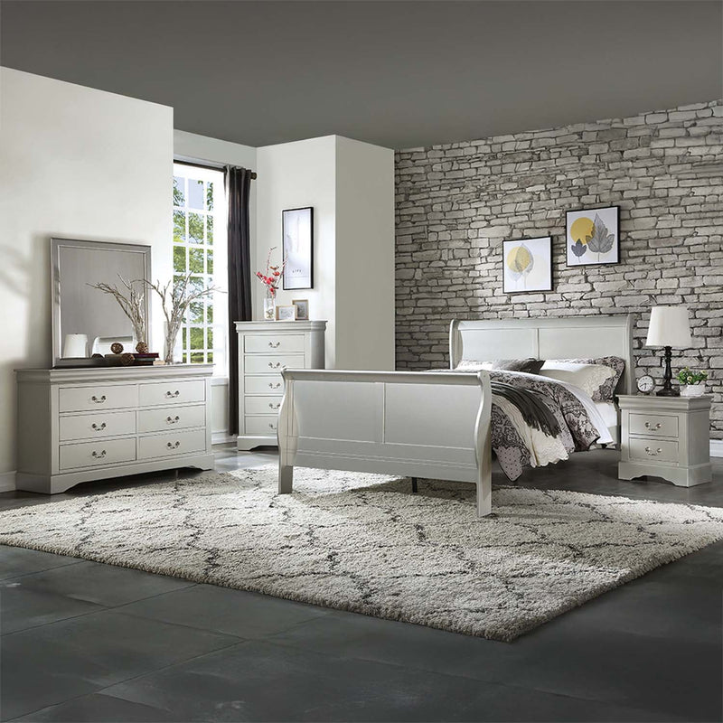 Louis Philippe III Nightstand, Platinum Finish Acme