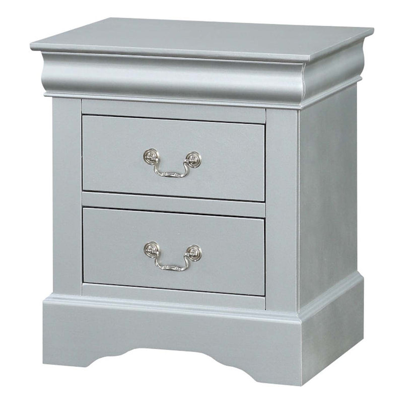 Louis Philippe Nightstand, Platinum Finish Acme