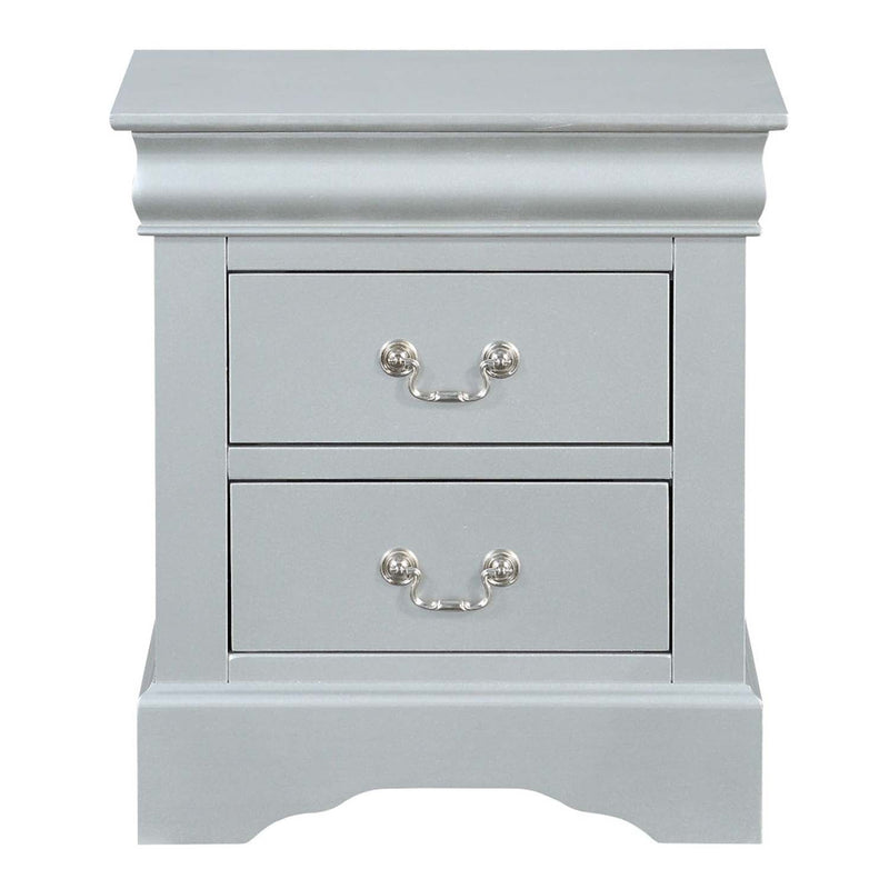 Louis Philippe Nightstand, Platinum Finish Acme