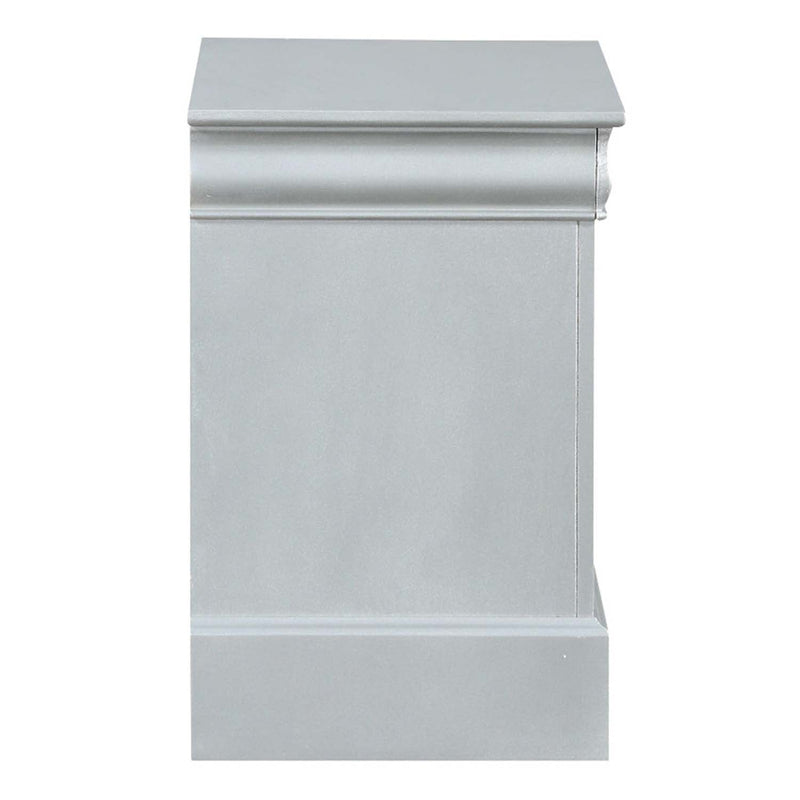 Louis Philippe Nightstand, Platinum Finish Acme