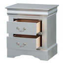 Louis Philippe Nightstand, Platinum Finish Acme