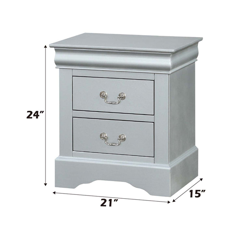 Louis Philippe Nightstand, Platinum Finish Acme