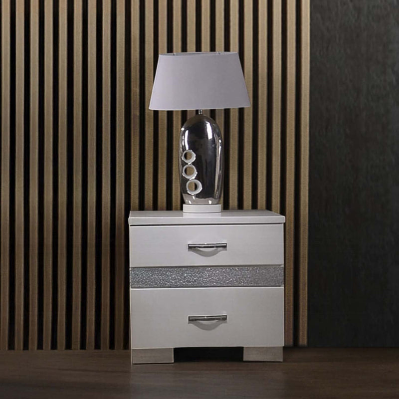 Naima II Nightstand, White High Gloss Finish Acme