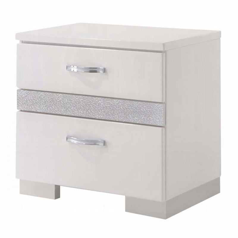 Naima II Nightstand, White High Gloss Finish Acme