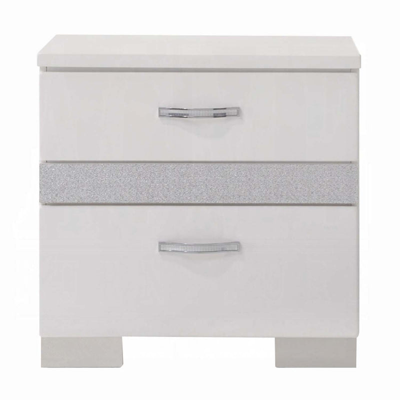 Naima II Nightstand, White High Gloss Finish Acme