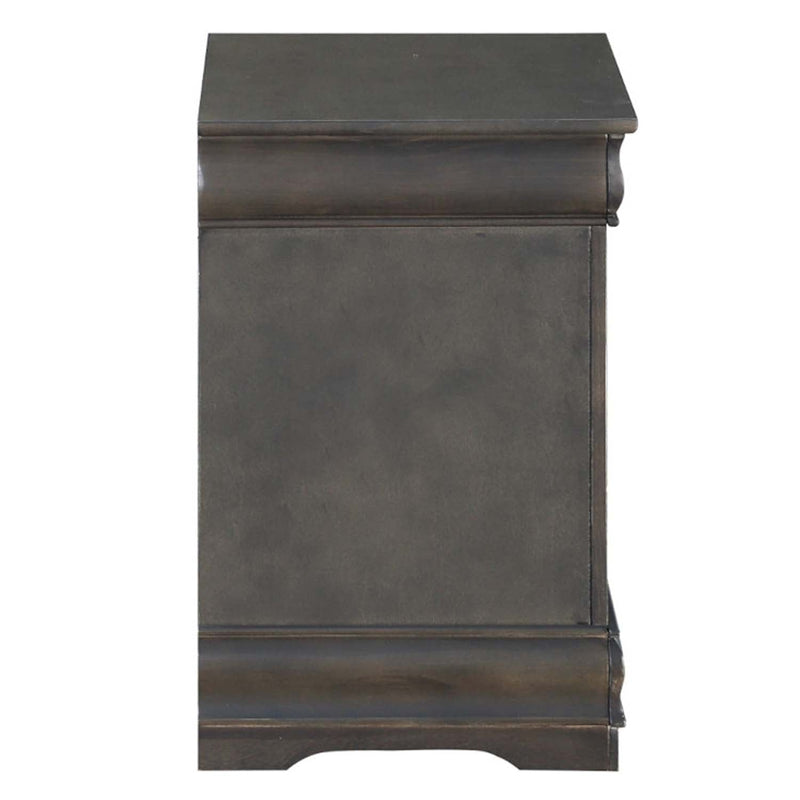 Louis Philippe Nightstand, Dark Gray Finish Acme