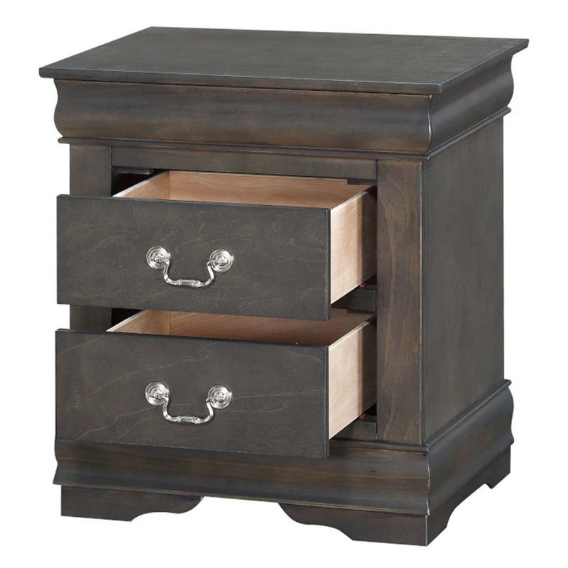 Louis Philippe Nightstand, Dark Gray Finish Acme