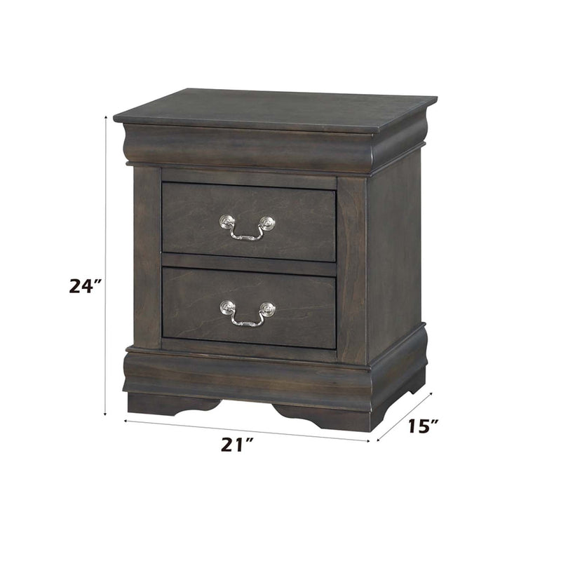 Louis Philippe Nightstand, Dark Gray Finish Acme