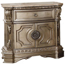 Northville Nightstand, Marble Top & Antique Silver Finish Acme