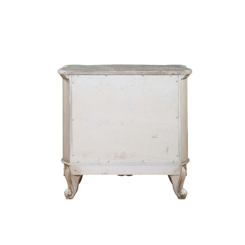 Gorsedd Nightstand, Marble Top & Golden Ivory Finish Acme