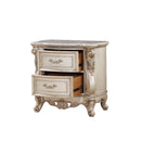 Gorsedd Nightstand, Marble Top & Golden Ivory Finish Acme