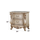 Gorsedd Nightstand, Marble Top & Golden Ivory Finish Acme