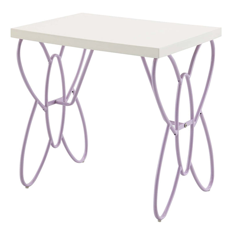 Priya Ii Nightstand, White & Light Faux Leather rple Finish Acme