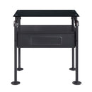 Nicipolis Nightstand, Glass & Sandy Gray Finish Acme
