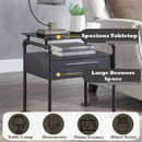 Nicipolis Nightstand, Glass & Sandy Gray Finish Acme
