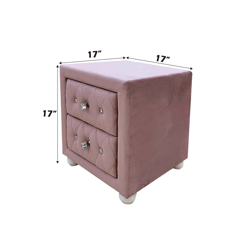 Reggie Nightstand, Pink Fabric Acme