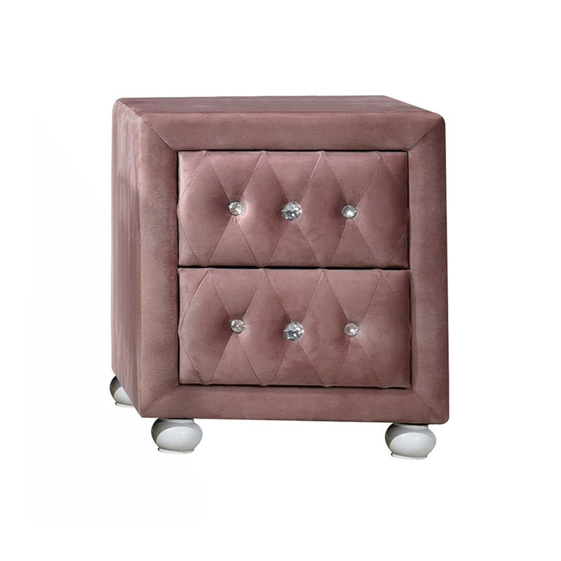Reggie Nightstand, Pink Fabric Acme