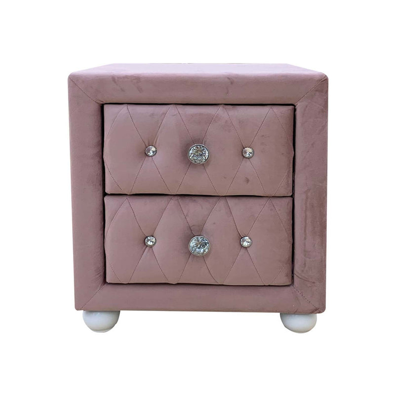 Reggie Nightstand, Pink Fabric Acme