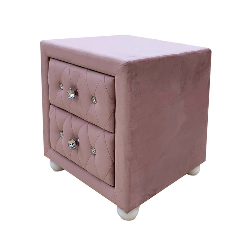 Reggie Nightstand, Pink Fabric Acme