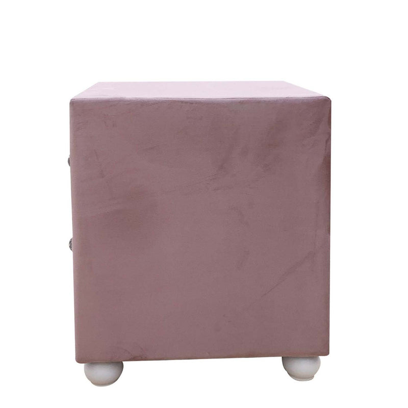 Reggie Nightstand, Pink Fabric Acme