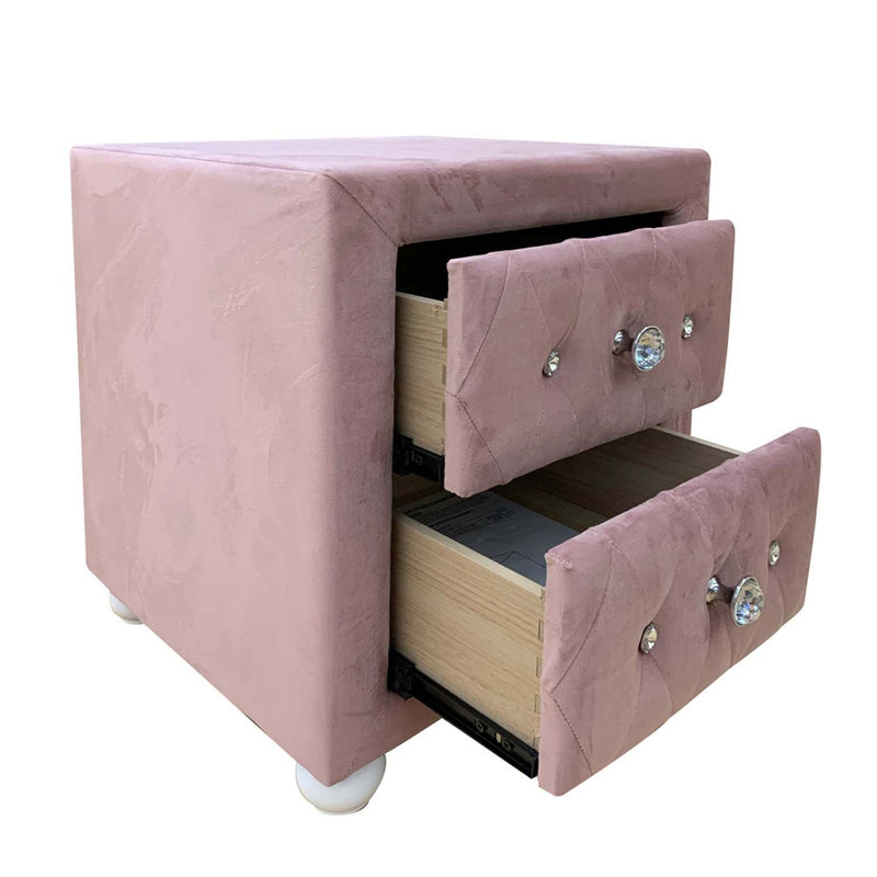 Reggie Nightstand, Pink Fabric Acme