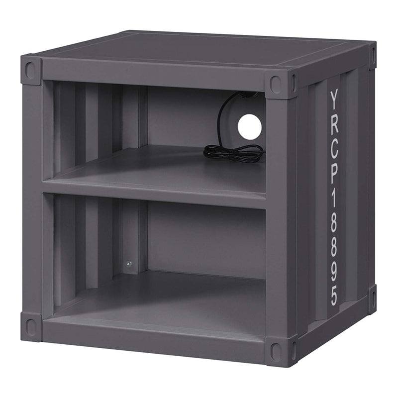 Cargo Nightstand w/USB, Gunmetal Finish Acme