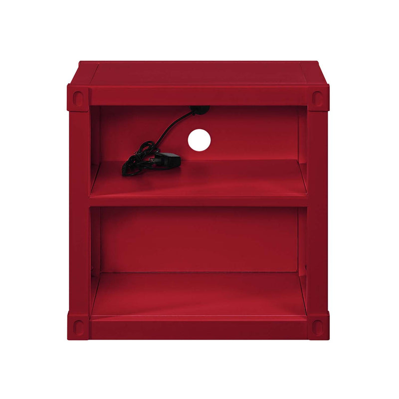 Cargo Nightstand w/USB, Red Finish Acme