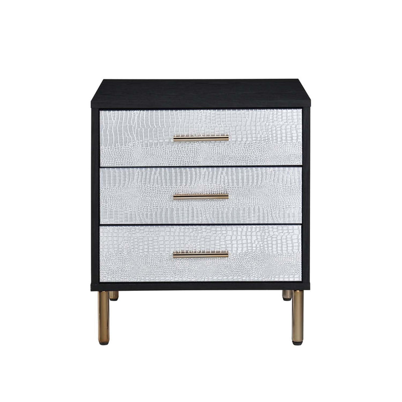 Myles Nightstand, Black, Silver & Gold Finish Acme