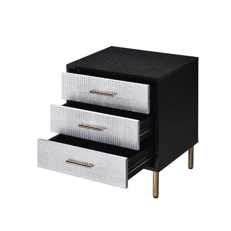 Myles Nightstand, Black, Silver & Gold Finish Acme