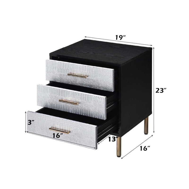 Myles Nightstand, Black, Silver & Gold Finish Acme
