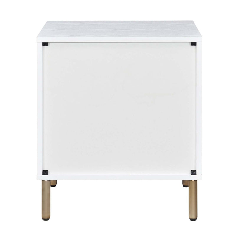 Myles Nightstand, White, Champagne & Gold Finish Acme