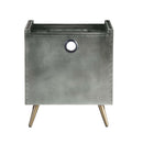 Doris Nightstand w/USB & Electric Lock, Gray Top Grain Leather & Aluminum Acme