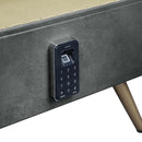 Doris Nightstand w/USB & Electric Lock, Gray Top Grain Leather & Aluminum Acme