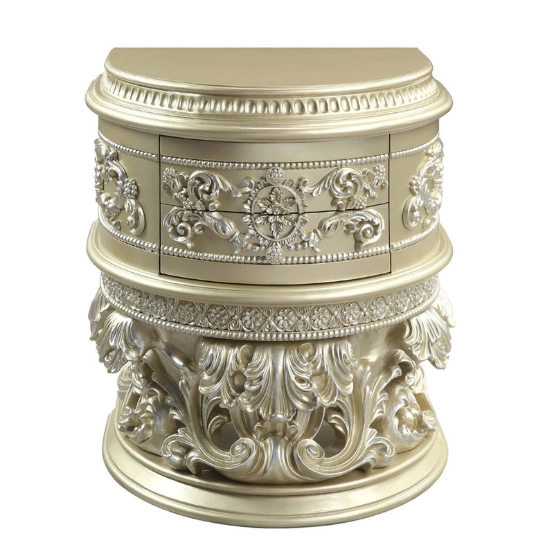 Vatican Nightstand, Champagne Silver Finish Acme