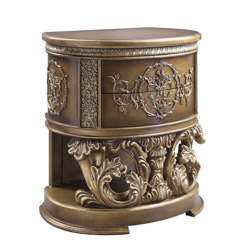 Constantine Nightstand, Brown & Gold Finish Acme
