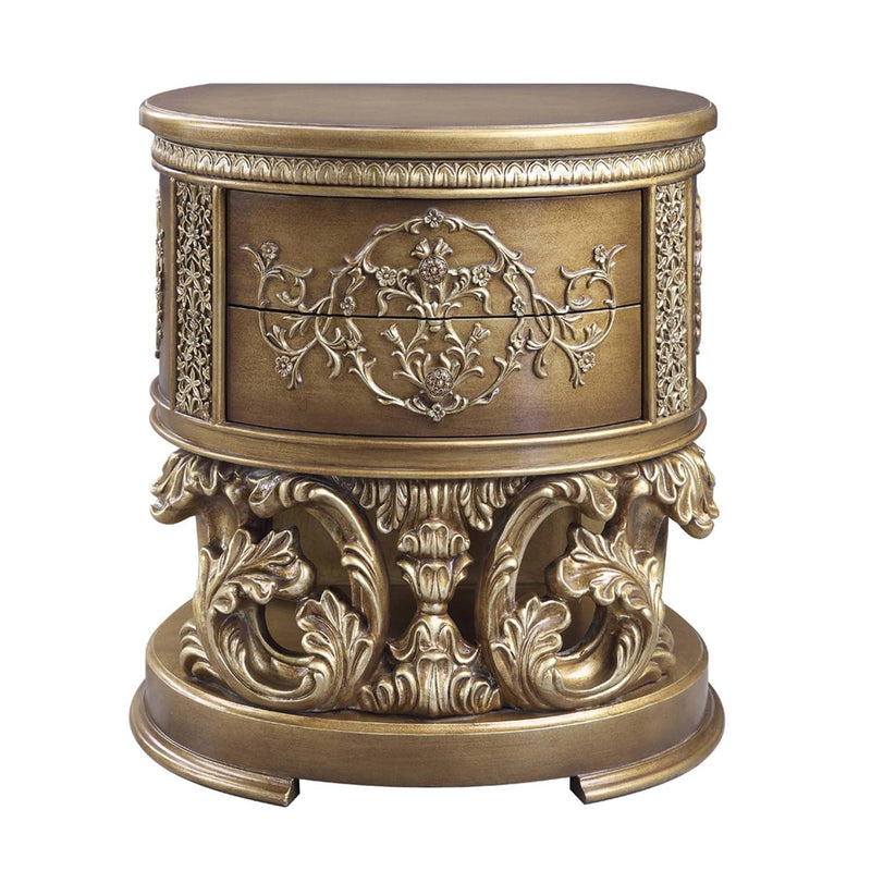 Constantine Nightstand, Brown & Gold Finish Acme