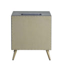 Doris Nightstand w/USB & Electric Lock, Gray Top Grain Leather Acme