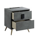 Doris Nightstand w/USB & Electric Lock, Gray Top Grain Leather Acme