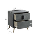 Doris Nightstand w/USB & Electric Lock, Gray Top Grain Leather Acme