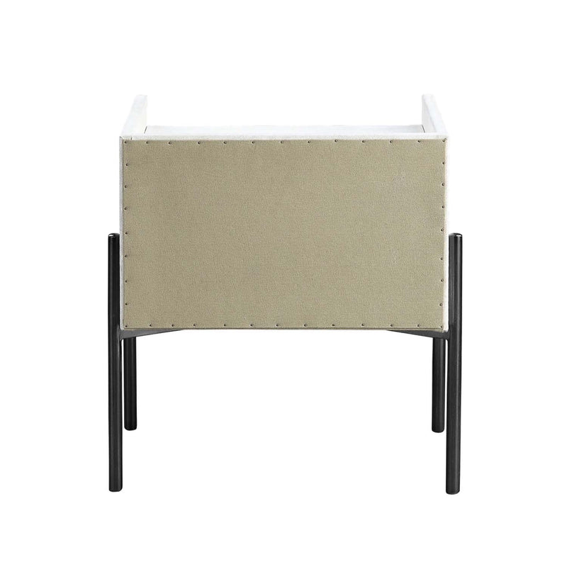 Metis Nightstand w/USB & Electric Lock, Vintage White Top Grain Leather Acme