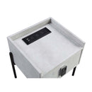 Metis Nightstand w/USB & Electric Lock, Vintage White Top Grain Leather Acme
