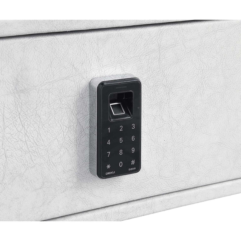 Metis Nightstand w/USB & Electric Lock, Vintage White Top Grain Leather Acme