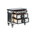 Varian II Nightstand, Mirrored, Black & Sliver Finish Acme