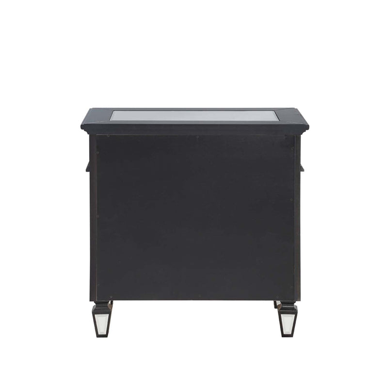 Varian II Nightstand, Mirrored, Black & Sliver Finish Acme