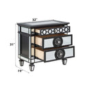 Varian II Nightstand, Mirrored, Black & Sliver Finish Acme