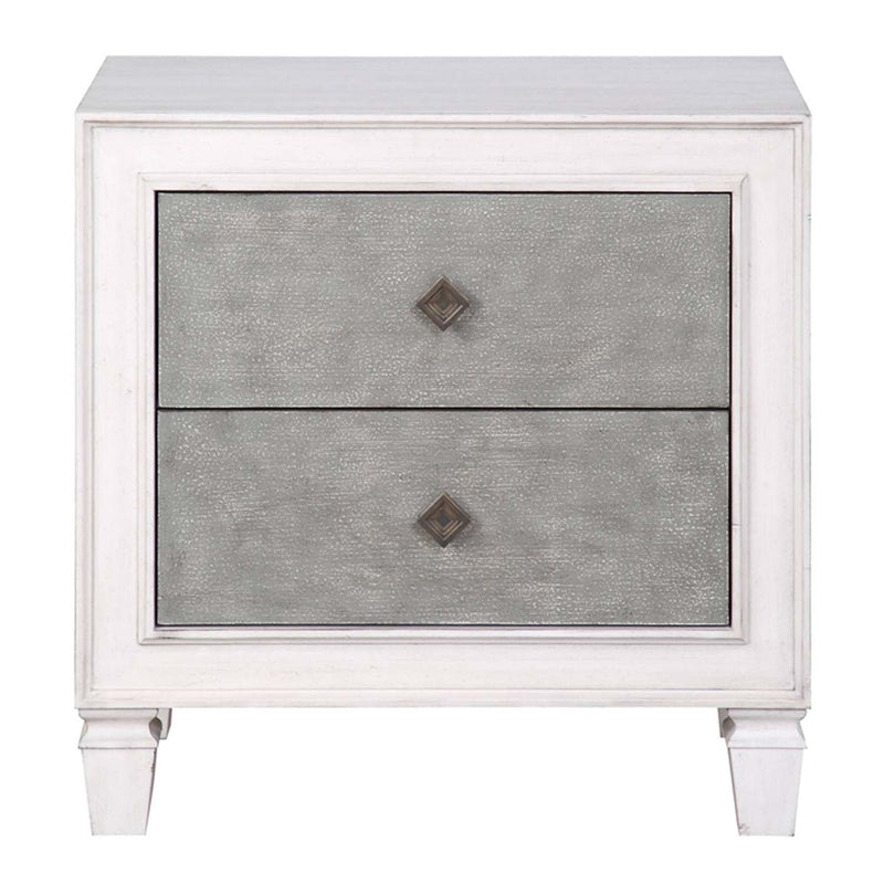 Katia Nightstand, Rustic Gray & Weathered White Finish Acme