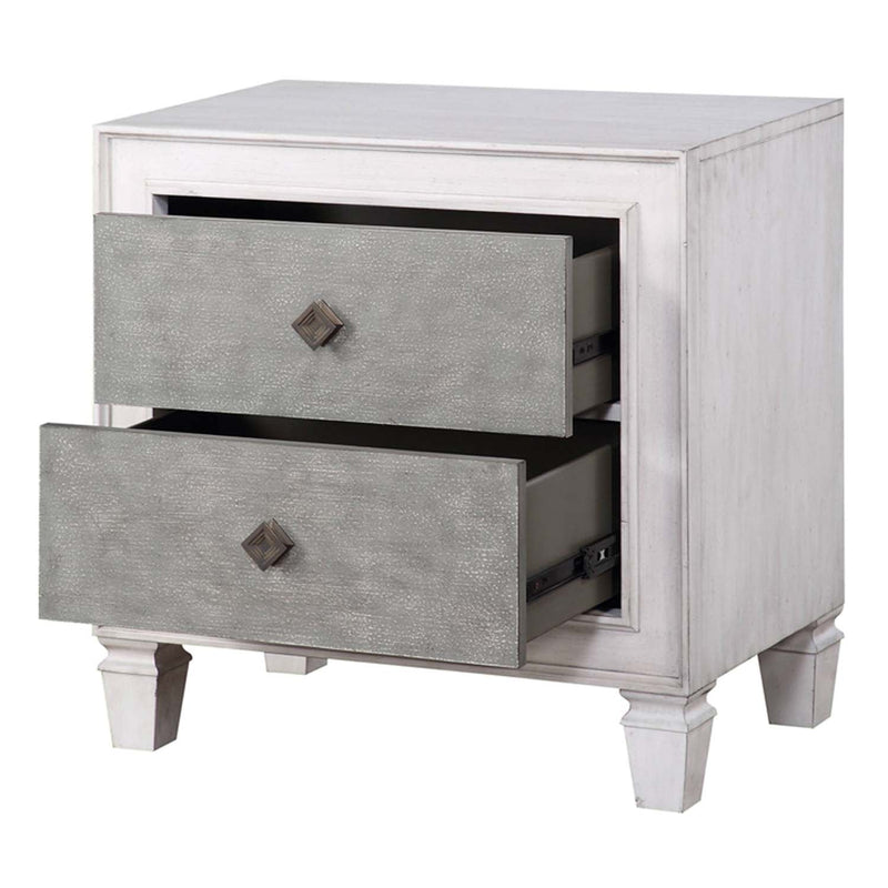 Katia Nightstand, Rustic Gray & Weathered White Finish Acme