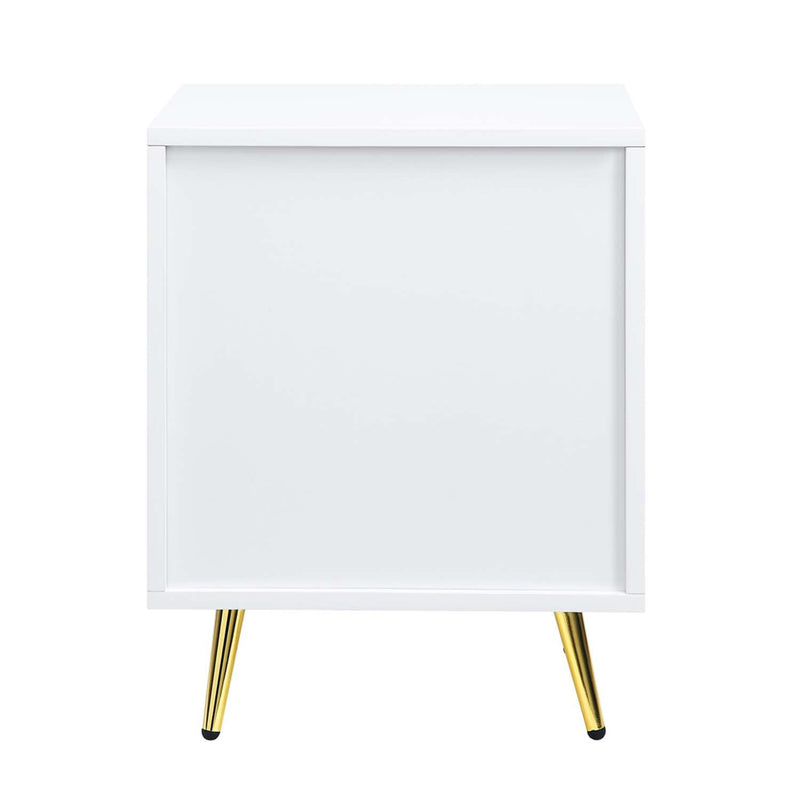 Gaines Nightstand, White High Gloss Finish Acme