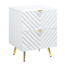 Gaines Nightstand, White High Gloss Finish Acme